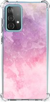 Smartphone hoesje Geschikt voor Samsung Galaxy A52 4G/5G Stevige Telefoonhoesje met transparante rand Pink Purple Paint