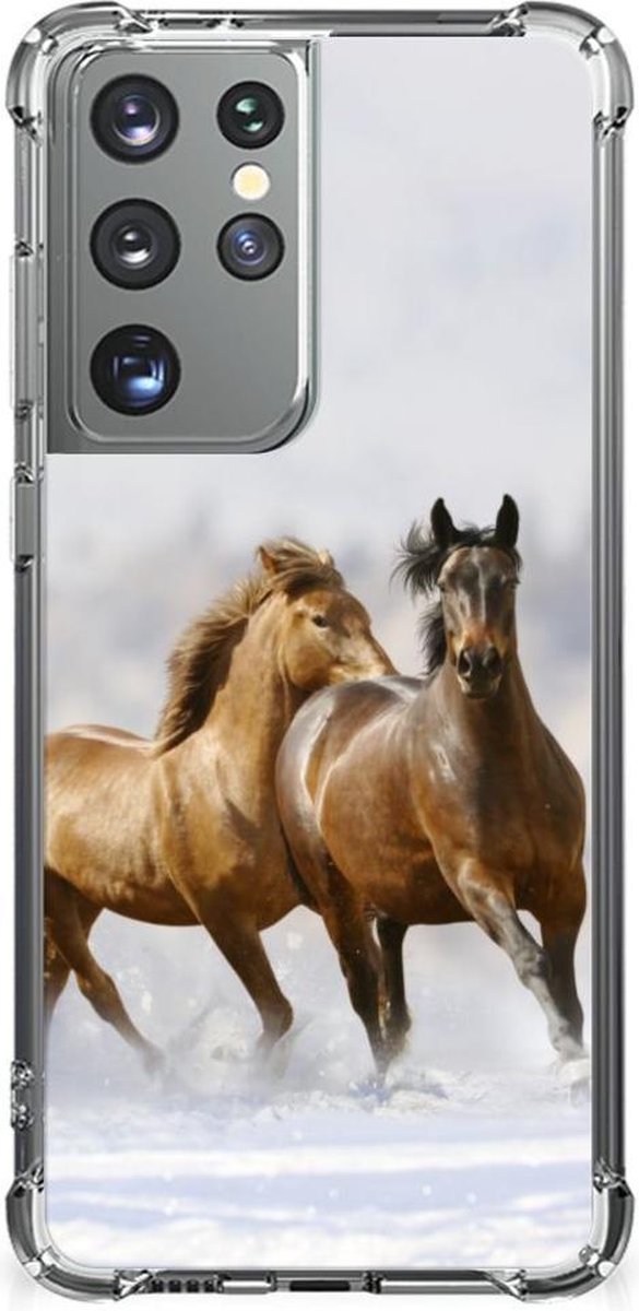 Back Cover voor Samsung Galaxy S21 Ultra Case Anti-shock Paarden