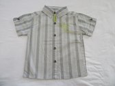 dirkje ,jongens , overhemd korte mouw , grijst streep , DRKJ geel , 98 - 3 jaar