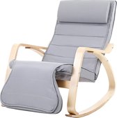 schommelstoel relaxstoel 5-voudig verstelbare kuitsteun draagvermogen 150 kg grijs LYY42G, Gris Clair, 67 x 115 x 91 cm