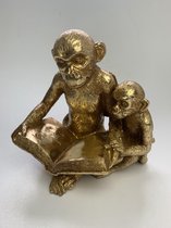 Zittende gouden aap met kleintje