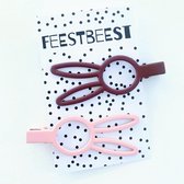 Feestbeest-kids Haarclips kinderen bruin - pastel