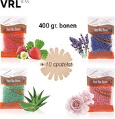VRL – 400g Hard Wax Beans / Bonen - Inclusief 10 Wax Spatels - Ontharen - Hars Korrels - Huidvriendelijk