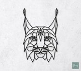 Laserfabrique Wanddecoratie - Geometrische Lynx - Medium - Zwart - Geometrische dieren en vormen - Houten dieren - Muurdecoratie - Line art - Wall art