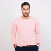 ULTRAMARINE Trui Heren met V Hals - Sweater Heren met Lange Mouwen - Truien Heren Volwassenen - Sweatshirt Heren - Longsleeve Heren - Trui Mannen - Pullover - Roze - XL