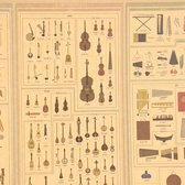 Vintage Muziek Instrumenten Collage Poster 51x35