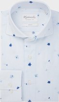 Michaelis Poplin shirt met bloemen details-boordmaat: 37  Pasvorm:Getailleerd