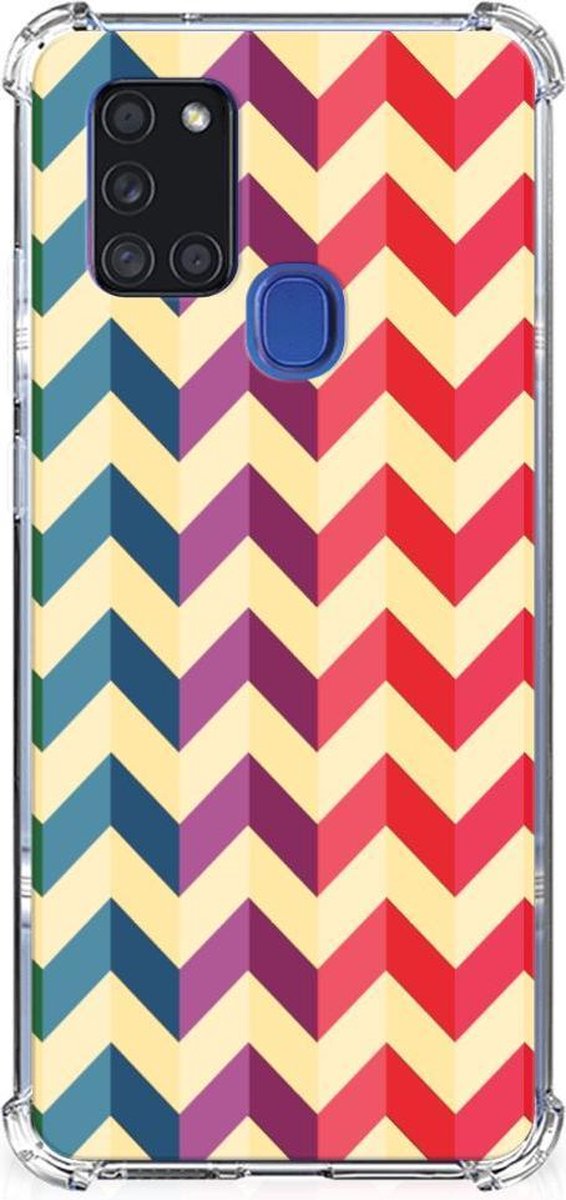Samsung Galaxy A21s Doorzichtige Silicone Hoesje Zigzag Multi Color