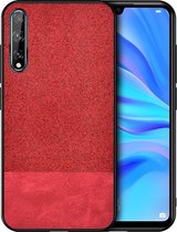 Voor Huawei Enjoy 10s schokbestendige splitsing PU + stoffen beschermhoes (rood)