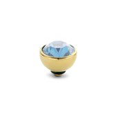 Melano twisted steen rond - goudkleurig + aquamarine - dames - 8mm