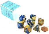 Gemini Polyhedral 7-Die Sets - Blue-Gold W/White