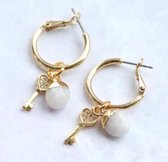 Oorbellen Bohemian - Key White - Goudkleurig
