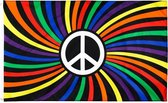 Peace Regenboog LGBT Vlag - Grote Vrede Regenboogvlag Flag - Rainbow LGBT Gay Pride Vlaggenmast Vlag - Van 100% Polyester - UV & Weerbestendig - Met Versterkte Mastrand & Messing O