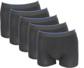 Men Boxershort 5 pack effen zwart met blauwe  streep in tailleband size - XXL