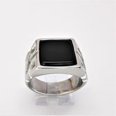 Edelstaal vierkante heren zegelring met echte Onyx edelsteen en mooie bewerkt glanzend zijkant bieden de geweldige touch sensatie en ziet er cool en charmant uit. In maat 21, deze