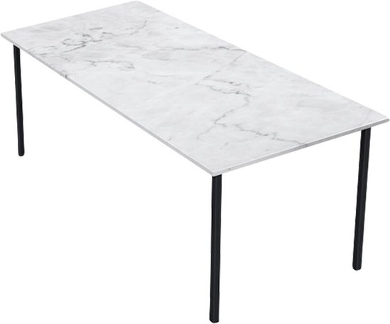 Marmeren Eettafel – Carrara Wit (4-poot) – 240 x 90 cm