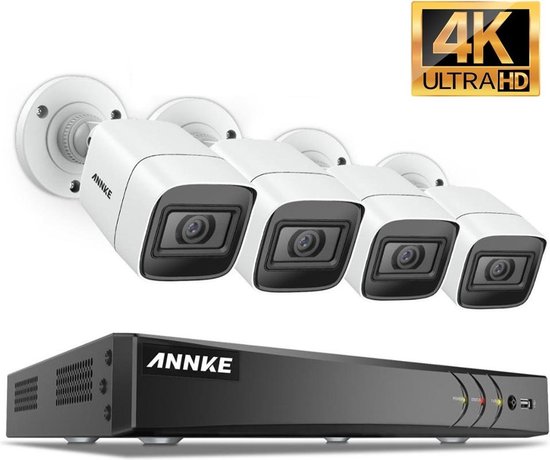 Annke Beveiliging camera set met 4 camera's ( 4K - 8MP ) en 1tb Harde schijf  – plug... | bol.com