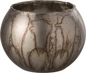 J-Line Theelichthouder Jari Rond Glas Grijs/Blauw Small