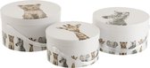 J-Line Set Van 3 Dozen Rond Laag Dieren Papier Mix