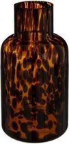 Amber Cheetah Vaas ▪ Cheetah print ▪ H22 x D10.3 cm ▪ Dierenprint vaas ▪  Tijger Vaas ▪ Glazen vaas voor op tafel ▪ Huisdecoratie ▪ Blikvanger in uw interieur ▪ Trend 2021