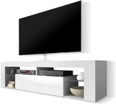 Maison Home Bianko - TV meubel wit - TV Kast - Glazen platen - Opbergvak - 140 cm