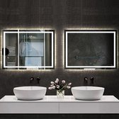 Miroir de salle de bain 160x70cm miroir LED avec éclairage, miroir mural, interrupteur simple touche, anti-buée, blanc froid