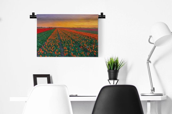Tapisserie Paysages Nederland - Champs de tulipes en Holland méridionale Tapisserie en coton 60x40 cm - Tapisserie avec photo