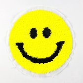 Wit Naar Geel Reversible Paillette Emoji Smiley XXL Op Naai Embleem Patch 20,5 cm diameter