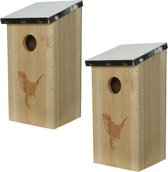 3x stuks vogelhuisjes/nestkastjes van vurenhout 12 x 13,5 x 26 cm - Vogelhuisjes tuindecoraties