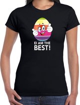 Vrolijk Paasei ei am the best t-shirt / shirt - zwart - dames - Paas kleding / outfit XS
