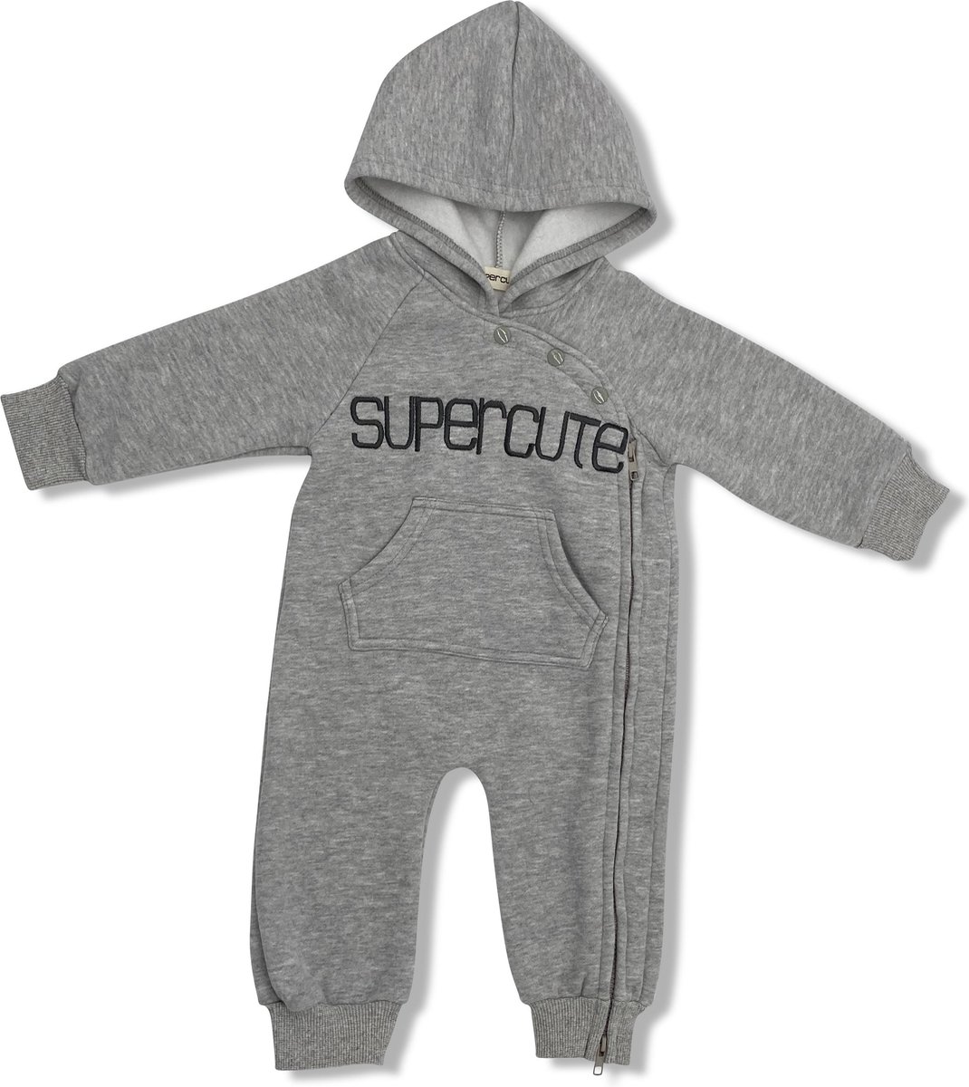 Supercute jumpsuit gemêleerd grijs kruippak maat 80