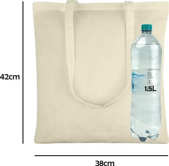 PrimeAmbition Cotton Bag - Naturel - 42x38cm - 20 pièces - Tote Bag - Sac en toile - Shopper - Shopping bag - Sac de transport - Sac à bandoulière