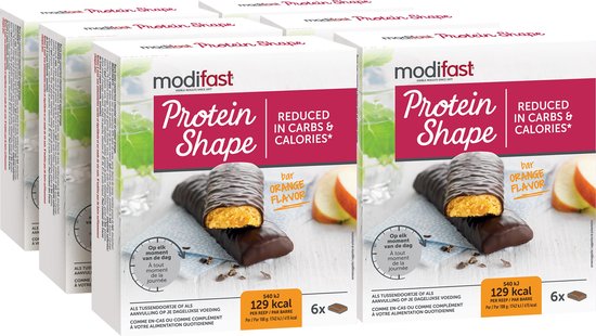 Foto: Modifast protein shape reep sinaas pure chocolade 6x6 stuks