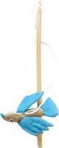M-pets Kattenspeelhengel Met Vogel 35 Cm Hout Blauw