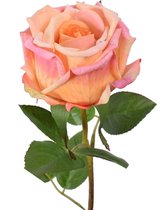Viv! Home Luxuries Roos - zijden bloem - geel roze - 53cm - topkwaliteit