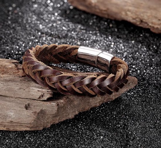 Verplicht draadloze Isaac Leren armband met magnetische sluiting | Heren armband | Dames armband |  Leren armband | bol.com