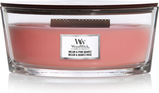 WoodWick Heartwick Flame Ellipse Geurkaars - Melon & Pink Quartz