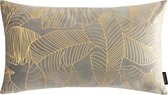 Velvet Leaves Long Grijs Kussenhoes | Fluweel / Polyester | 30 x 50 cm