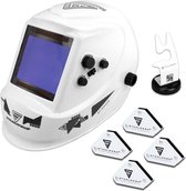 STAHLWERK White Edition Set bestaande uit volautomatische lashelm STAHLWERK ST-950XW in glanzend wit, toortshouder met magnetische voet en 4 x magnetische lashoeken 9lbs / 4kg.