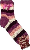 Huissokken / Sokken KIANA - Gebreid met strepen - Roze / Multicolor - Maat 36/41 - Anti slip