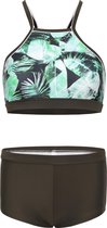 Bikini hipster broekje en cro top met racerback - Palm leaf 152-158