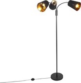 QAZQA carmen - Moderne Vloerlamp | Staande Lamp met flexarm - 3 lichts - H 160 cm - Zwart -  Woonkamer | Slaapkamer | Keuken