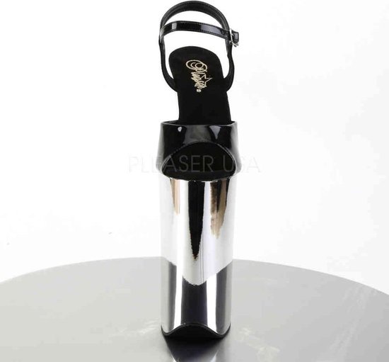 Sandales à bride cheville Pleaser, chaussures de pole dance -42 chaussures- BEYOND-009 chaussures de pole dance Zwart/argent