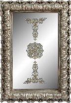 PTMD Mary zilverkleurige poly rechthoekige spiegel met print maat in cm: 40 x 7 x 60 - Zilver