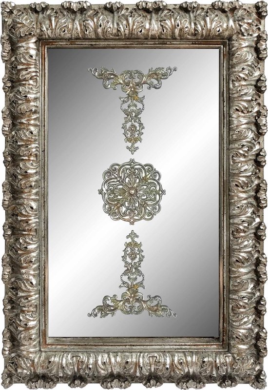 PTMD Mary Rechthoekige Spiegel - 40 x 7 x 60 cm - Polyresin - Zilver