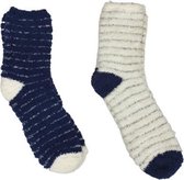 Huissokken / Sokken zacht - Blauw / Wit - Maat 36 / 41 - 2 Paar
