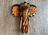 Olifantenkop donkerbruin/lichtbruin hout 40 cm