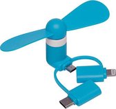 Smartphone ventilator - ventilator USB -micro-usb & lightning - blauw - Vaderdag cadeau