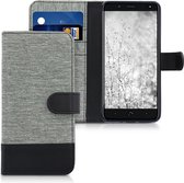 kwmobile telefoonhoesje voor bq Aquaris VS Plus - Hoesje met pasjeshouder in grijs / zwart - Case met portemonnee