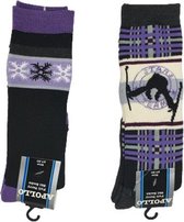 Apollo Skisokken - Paars / Multicolor - Maat 27-30 - 2 paar